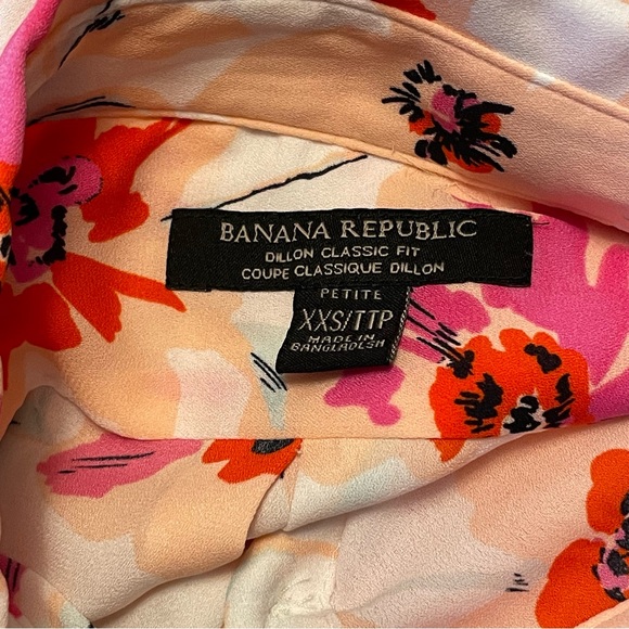 Banana Republic Dhillon Classic Fit Petite Multi Coloured Floral Blouse XXS/TTP - Picture 9 of 13